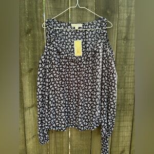 Michael Kors Black and White Blouse Elegant Style size L(0014)
